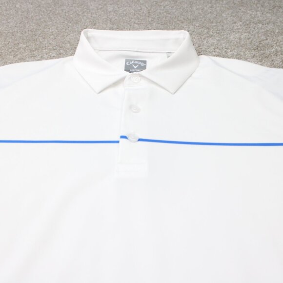 Callaway Opti-Dri Polo Shirt Mens XL White & Blue Golf Stretch Short Sleeve - Picture 4 of 13